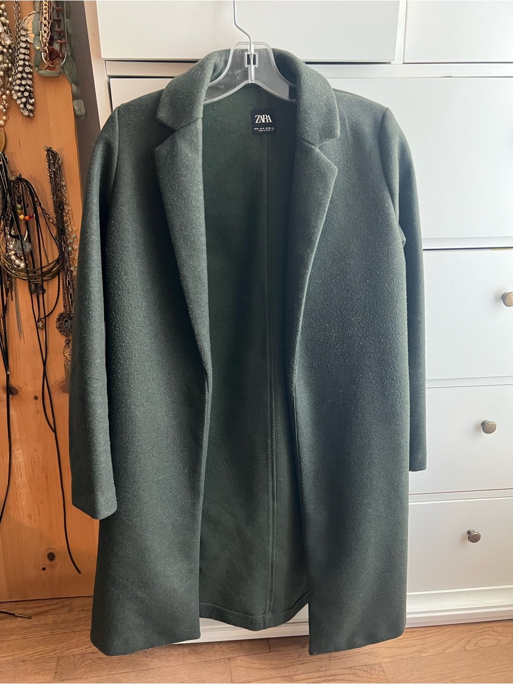 Zara Dark Green Tailored Long Coat